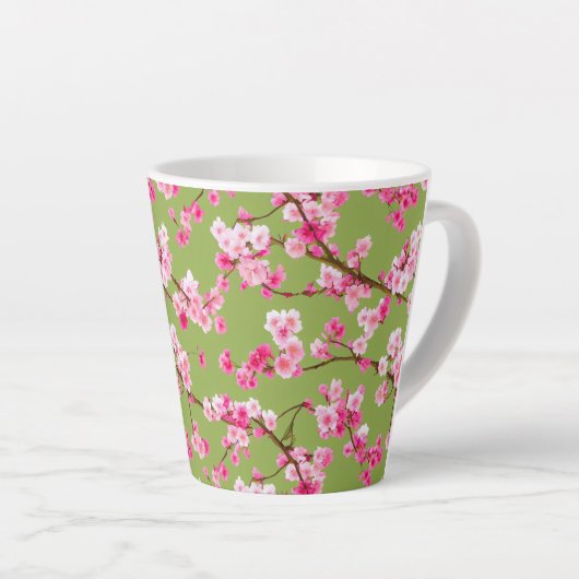 Exquisite Cherry Blossom Florals op Chartreuse Latte Mok (Rechterhoek)