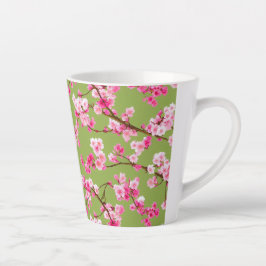 Exquisite Cherry Blossom Florals op Chartreuse Latte Mok