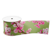 Exquisite Cherry Blossom Florals op Chartreuse Satijnen Lint (Spoel)