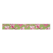 Exquisite Cherry Blossom Florals op Chartreuse Satijnen Lint (Voorkant)