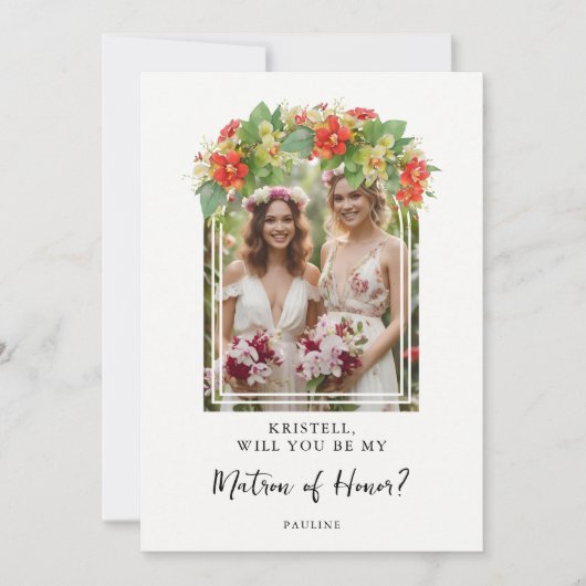 Exquisite Chic Botanical Arch Photo Matron Honor (Voorkant)