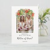 Exquisite Chic Botanical Arch Photo Matron Honor (Staand voorkant)