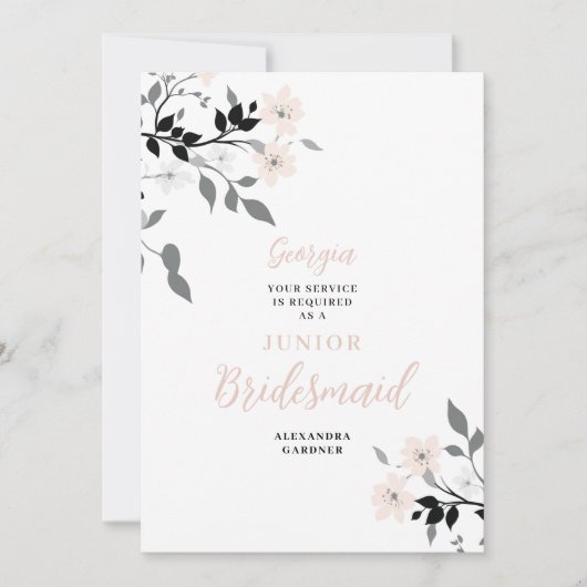 Exquisite Chic Floral Bunch Wedding Jr Bridesmaid Kaart (Voorkant)