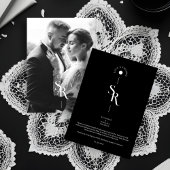 Exquisite Chic Minimalist Black Wedding Initials Bedankkaart