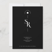Exquisite Chic Minimalist Black Wedding Initials Save The Date (Voorkant)