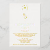 Exquisite Chic Minimalist Gold Wedding Initials  Folie Uitnodiging (Voorkant)