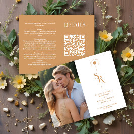 Exquisite Chic Minimalist Gold Wedding Initials Informatiekaartje