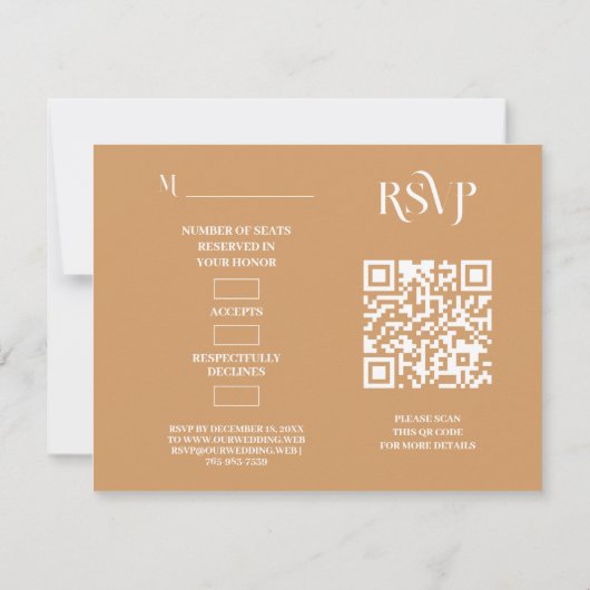 Exquisite Chic Minimalist Gold Wedding Initials RSVP Kaartje (Achterkant)
