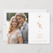 Exquisite Chic Minimalist Golden Wedding Initials Bedankkaart (Voorkant)
