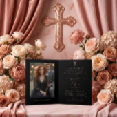 Exquisite Christian Rose Gold Cross Holy Marriage