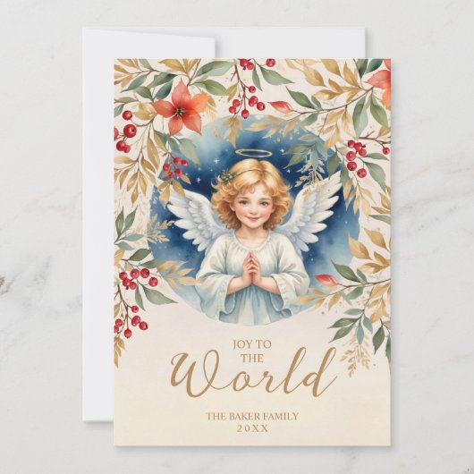 Exquisite Christmas Angel Flowers Victorian  Feestdagenkaart (Voorkant)