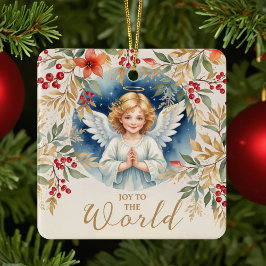 Exquisite Christmas Angel Flowers Victorian  Keramisch Ornament