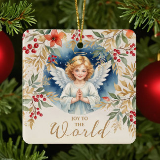 Exquisite Christmas Angel Flowers Victorian  Keramisch Ornament