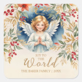 Exquisite Christmas Angel Flowers Victorian  Vierkante Sticker (Voorkant)
