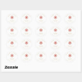 Exquisite Christmas Red & Gold Snowflake Thanks  Ronde Sticker (Vel)