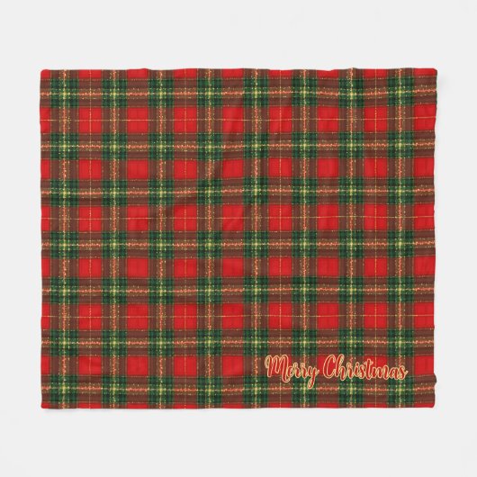 Exquisite Christmas Tartan Merry Christmas Fleece Deken (Voorkant (Horizontaal))