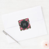 Exquisite Colorful Botanical Pink Orchid & Roses Vierkante Sticker (Envelop)