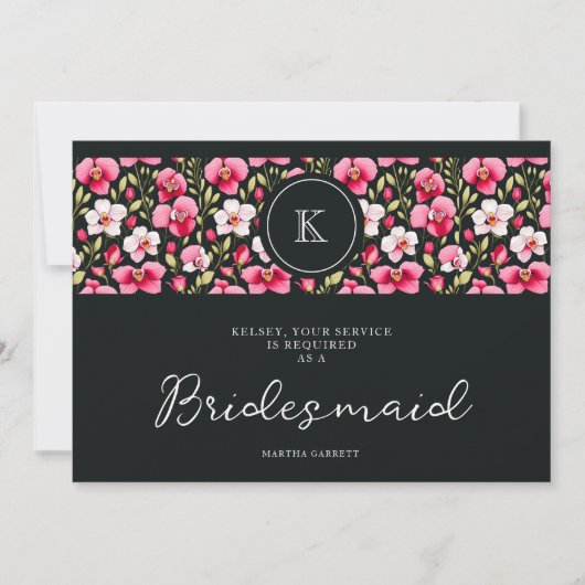 Exquisite Colorful Botanical Pink Orchids & Roses  (Voorkant)