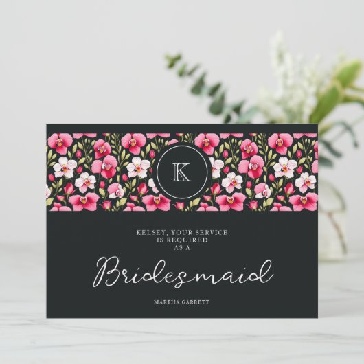 Exquisite Colorful Botanical Pink Orchids & Roses  (Staand voorkant)