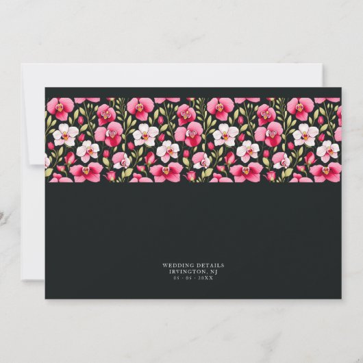 Exquisite Colorful Botanical Pink Orchids & Roses  (Achterkant)