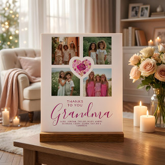 Exquisite Colorful Floral Heart 4-Photo Dear Ones Acryl Bord