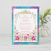 Exquisite Colorful Spanish Quinces Floral Border Kaart (Staand voorkant)