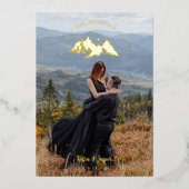 Exquisite  Cool Rustic Mountains Photo in Brown Folie Uitnodiging (Voorkant)