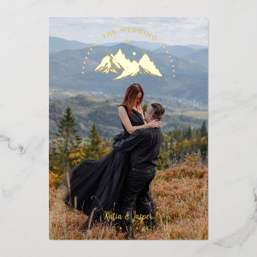 Exquisite Cool Rustic Mountains Photo in Brown Folie Uitnodiging (Voorkant)