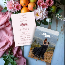Exquisite Cool Rustic Mountains Photo in Rose Gold Folie Uitnodiging