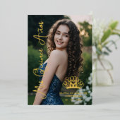 Exquisite Crown Quinceañera Photo Fancy Script Folie Uitnodiging (Staand Voorkant)