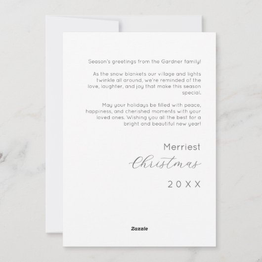 Exquisite Delicate White Flowers Silver Ornament Feestdagenkaart (Achterkant)