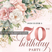 Exquisite Dusty Pink Greenery Floral 70th Birthday Kaart