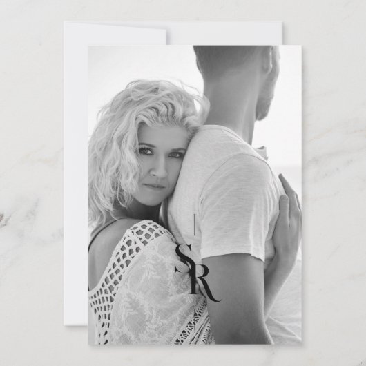 Exquisite Elegant Minimalist Black & White Wedding Save The Date (Achterkant)