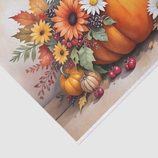 Exquisite Fall Pumpkins Wildflowers and Autumn Tissuepapier (Detail)