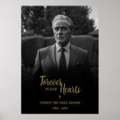 Exquisite Faux Golden Photo Funeral Service Poster (Voorkant)