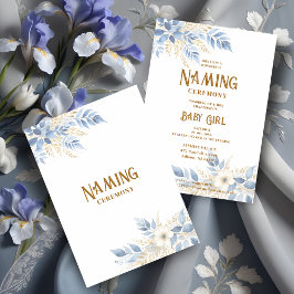 Exquisite Floral Branches in Blue Naming Ceremony Kaart