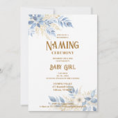 Exquisite Floral Branches in Blue Naming Ceremony Kaart (Voorkant)