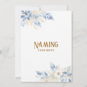 Exquisite Floral Branches in Blue Naming Ceremony Kaart (Achterkant)