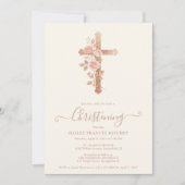 Exquisite Floral Glitter Cross Romantic Rose Gold Kaart (Voorkant)