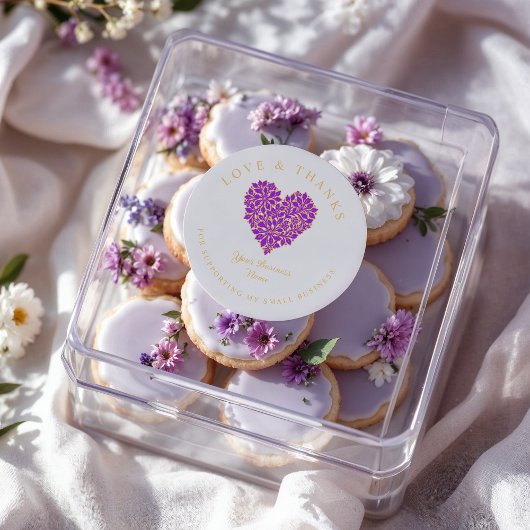 Exquisite Floral Gorgeous Purple and Gold Effect Ronde Sticker