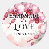 Exquisite Floral Orchids for Handmade with Love Ronde Sticker (Voorkant)