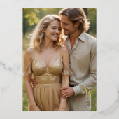 Exquisite Glam Minimalist Gold Wedding Initials  Folie Uitnodiging (Voorkant)