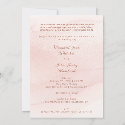 Exquisite Glitter Pink Floral Christian Cross Kaart (Achterkant)