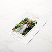 Exquisite Gold Botanical Frame First Communion Folie Uitnodiging (Gedraaid)