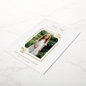 Exquisite Gold Botanical Frame First Communion Folie Uitnodiging (Gedraaid)