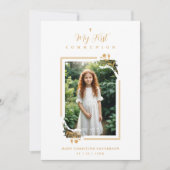Exquisite Gold Botanical Frame First Communion Kaart (Voorkant)