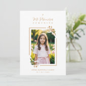 Exquisite Gold Floral Botanical Frame Communion Kaart (Staand voorkant)