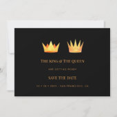 Exquisite Golden Effect Queen & King Royal Crowns Save The Date (Voorkant)