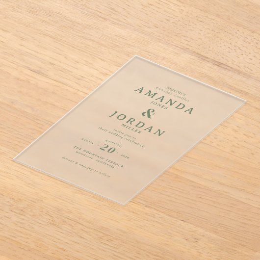 Exquisite Green Calligraphy Acryl Uitnodigingen (Laagn)