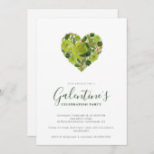 Exquisite Green Floral Heart Galentine's Day Kaart (Voorkant / Achterkant)